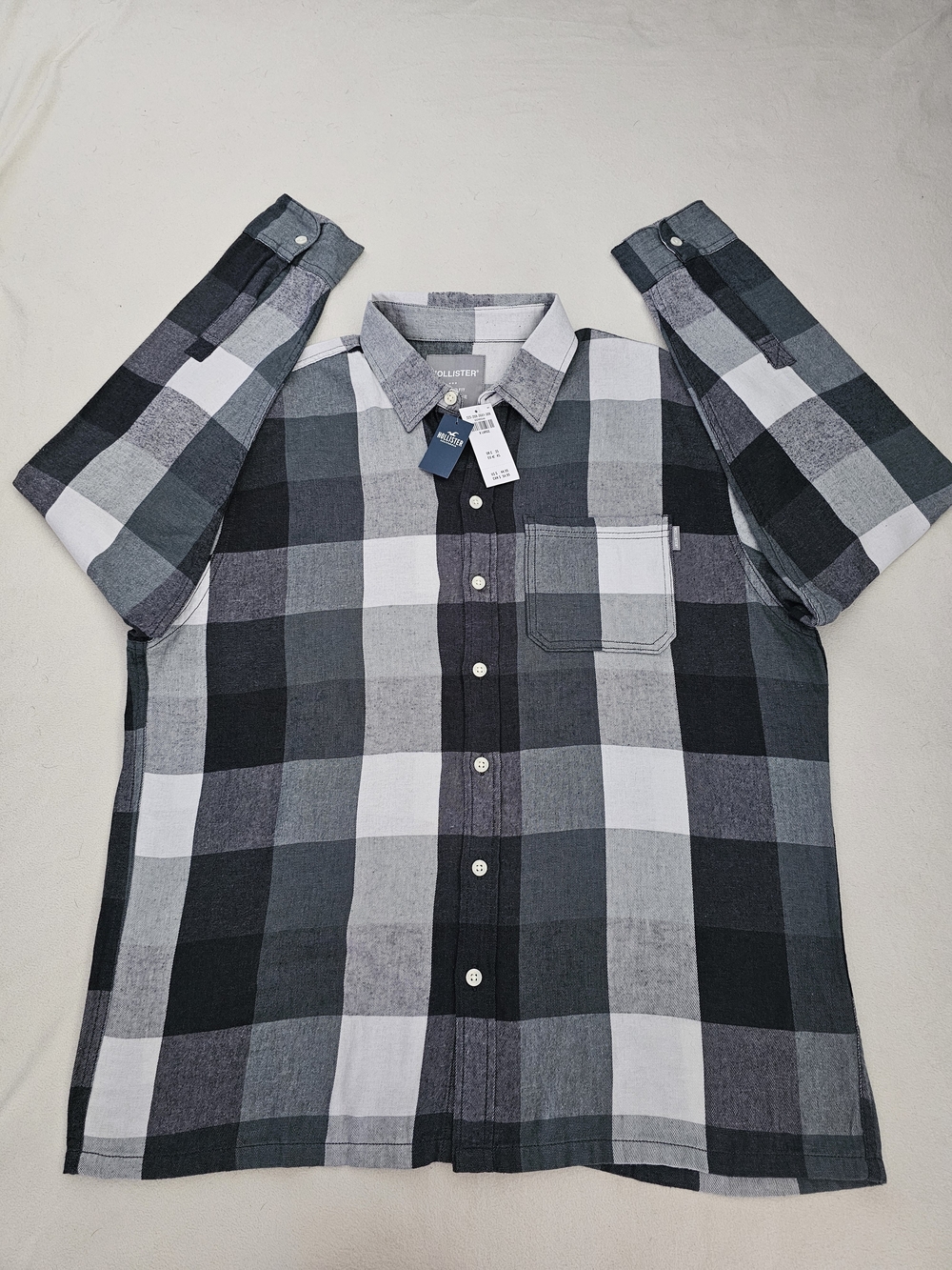 Hollister Men's Black/green  Plaid Flannel 100% Cotton  Relaxed Fit Shirt SZ XL.